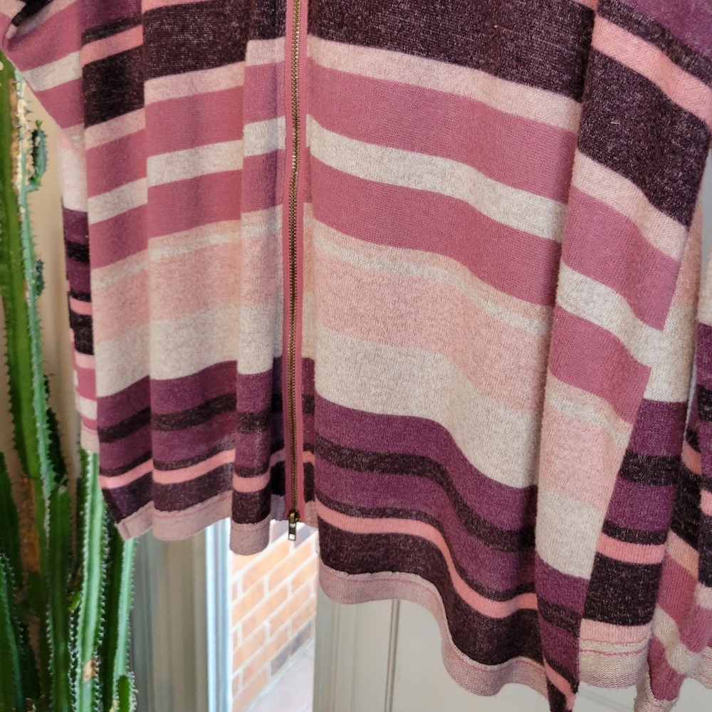 Altar'd State Oversized Cowl Neck Knit‎ Zip Back Striped Top, Size Womens S - Picture 5 of 7